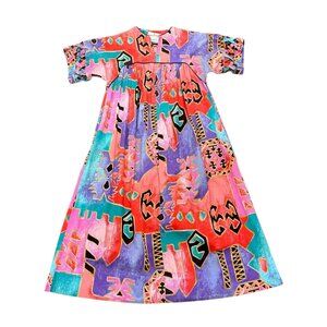 Vintage 80s David Brown Saks Fifth Avenue Abstract Maxi Dress USA Made